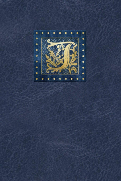 Daily Journal: Monogram Initial J on Blue Leather Look Background - Old English Gold Gilded Look Letter For Men or Women. 6 x 9 Planner, Notebook, Diary 150 pages of Personal Writing Space