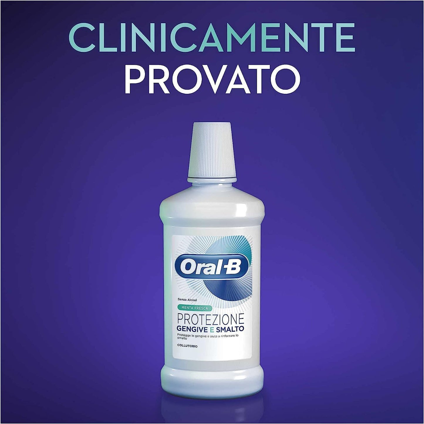 Oral-B Mouthwash Gums and Tooth Enamel, Prevents the Formation of Caries, Protects and Strengthens Enamel, Alcohol-free, Mint, Fresh Breath, Maxi Size of 4 Packs x 500 ml