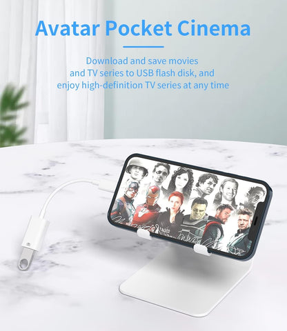 Iphone OTG Adapter Lightning Male to USB Female Dongle Cable Compatible with 13 11 12 Pro Max Mini Xr X Xs 8 7 Se Plus for Apple Ipad Air Camera Card Reader Flash Drive Mouse Keyboard Hub MIDI U Disk