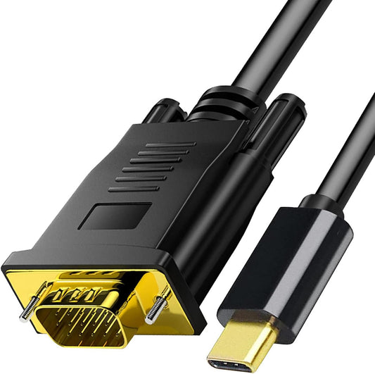 tunghey USB C to VGA Cable, USB Type-C to VGA Adapter Cable, 1080P USB C Male to VGA Male Adapter Converter Cable with Gold Plated Port for Monitor Desktop, Projector, Monitor Television (1m)