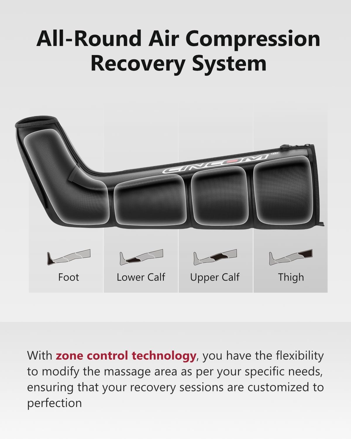 CINCOM Professional Leg Recovery System, Cordless Air Compression Leg Massager for Improved Circulation and Fast Recovery, Dynamic Compression Therapy Boots for Athletes
