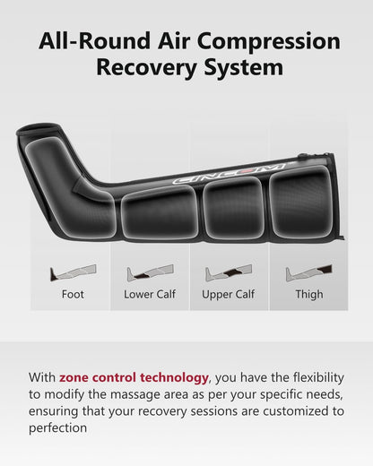 CINCOM Professional Leg Recovery System, Cordless Air Compression Leg Massager for Improved Circulation and Fast Recovery, Dynamic Compression Therapy Boots for Athletes