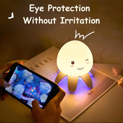 Shenzhi Tech Jellyfish Night Light Touch Sensor LED Table Lamp, USB Rechargeable, 7 Color Gradient, Remote Control, Music Function, Perfect for Bedroom, Living Room, and Gifts