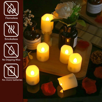 Actpe Rechargeable LED Electric Candle Light Flameless Flashing Home Dinner Decoration Christmas Wedding Birthday Party Celebration Halloween Tea Lights with Timer & Remote, Pack of 6