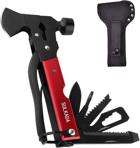 Multitool Axe Camping Tool, Father's Day Gift for Men Dad Him Boyfriend, 19-in-1 Survival Gear for Outdoor Hunting Hiking, Emergency Escape,with Axe,Hammer,Plier,Bottle Opener