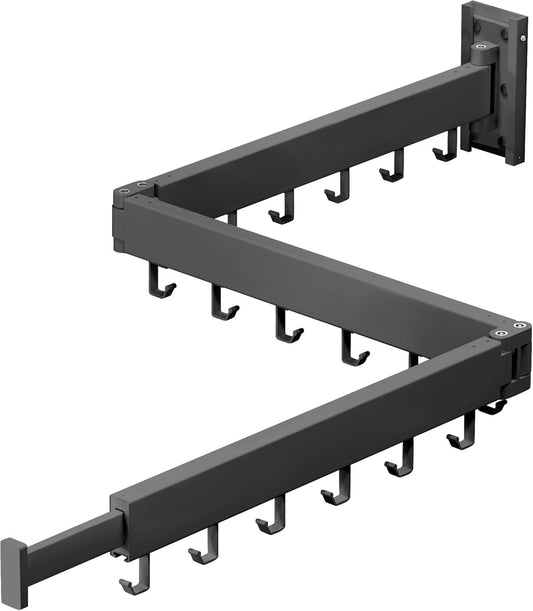 Clothes Drying Rack Wall Mount,Wall Mounted Laundry Drying Rack, Collapsible Clothes Rack(Tri-Fold),Space Saver, Retractable Clothes Hanger Rack,for Balcony,Laundry,Bathroom,Patio and Bedroom