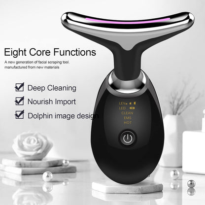 Commodery Microglow Handset Face Lift Device, Red Light Therapy for Face, Skin Beauty Device for Face and Neck, 3 in 1 Portable Electric Face Massager(Black)