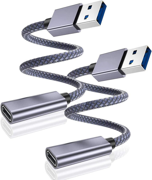 Basesailor USB 3.0 to USB C Adapter 0.2M/2Pack,USB 3 Male to USB C Female Cable,5Gbps 3.1 Type C Charger Connector for Apple iPhone 16e 16 15 Pro Max,iPad Air Mini,Samsung Galaxy S25 S24,Z Fold Flip
