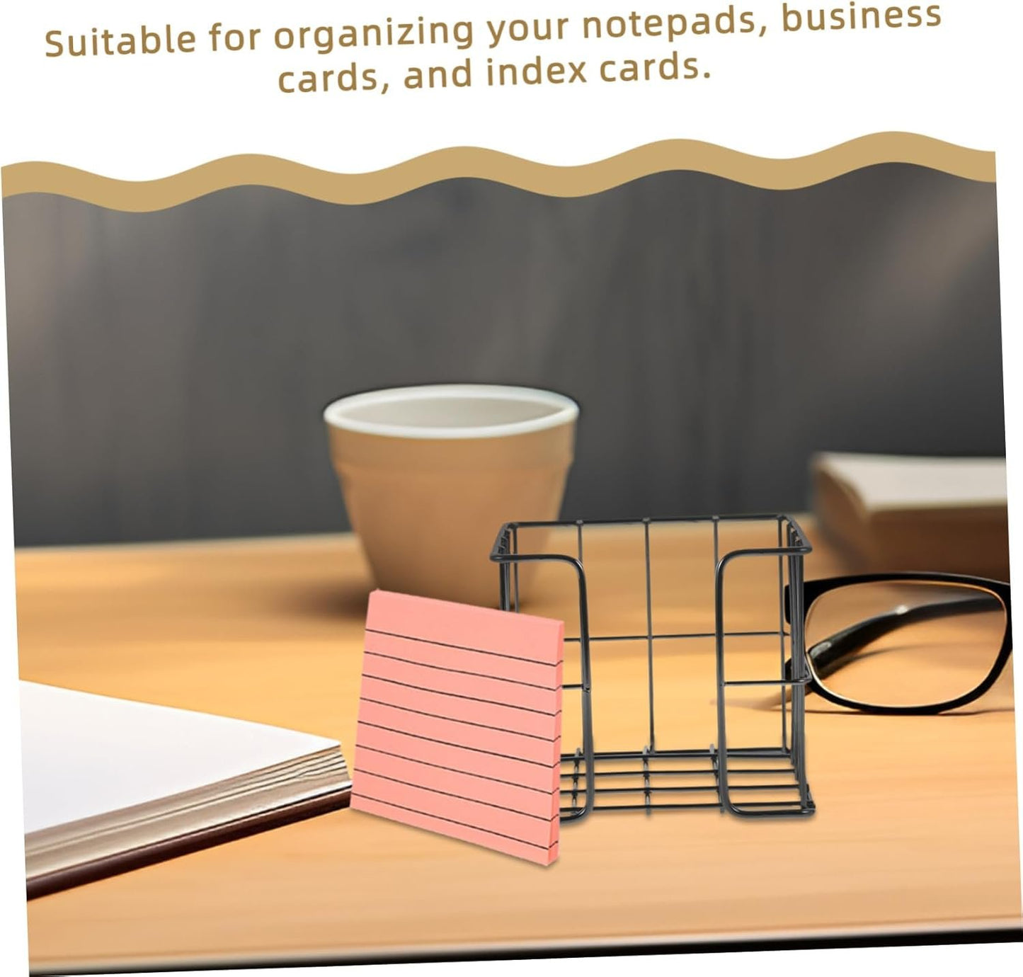 Operitacx Small Notepad Holder for Workspace Organization Elegant Memo Pad Storage Basket Compact Design for and Office Supplies