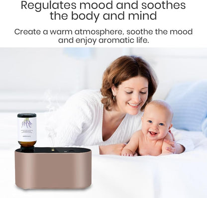 SOICARE Cordless Rechargeable Waterless Diffuser for Essential Oils, Battery Operated Wireless Portable Nebulizing Essential Oil Diffuser, Scent Diffuser for Home Office Hotel Collections (Rose Gold)