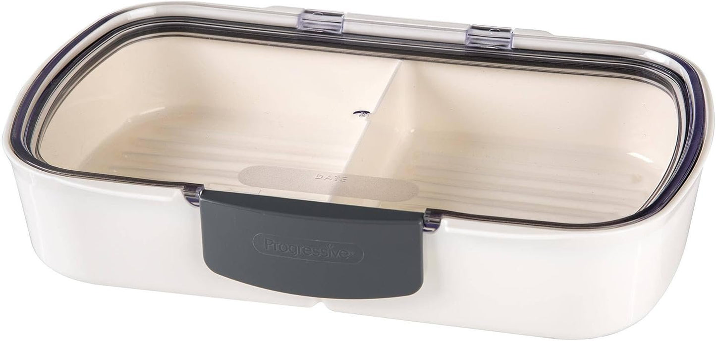 Prepworks Split Deli ProKeeper Air Tight Silicone Sealed Food Storage Container with Clear Dry Erase Compatible Lid, 11.75 Inches Long