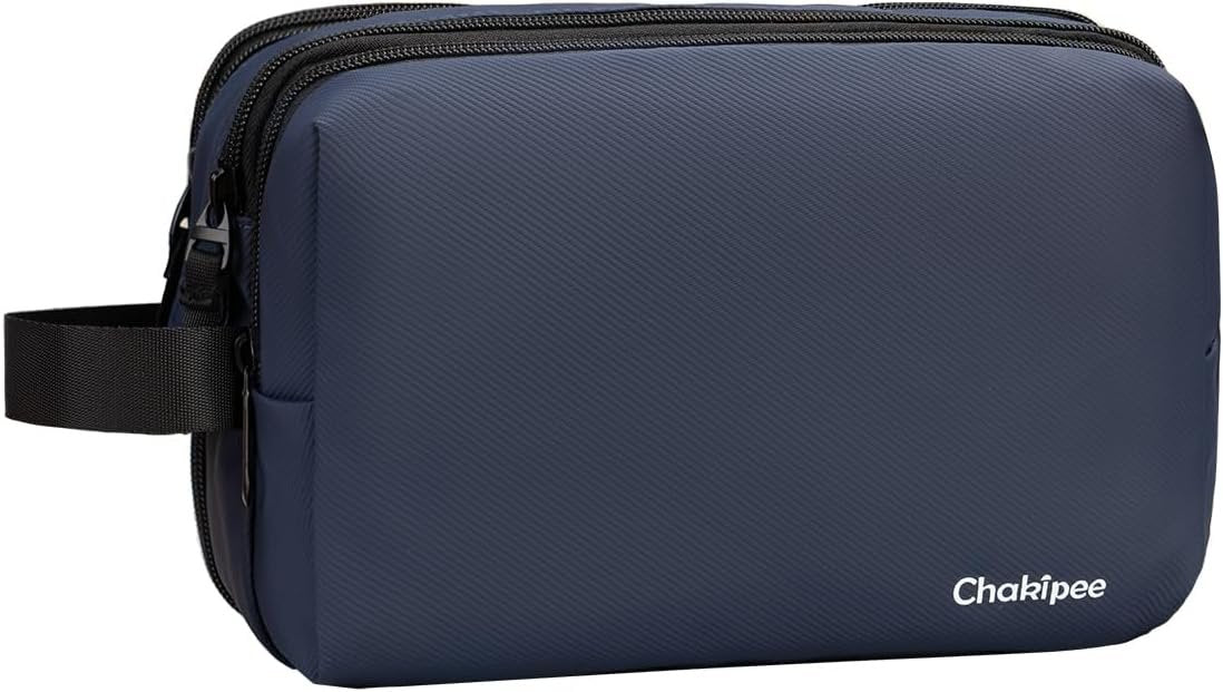 Chakipee Toiletry Bag for Men, Travel Toiletries Organizer Dopp Kit Waterproof Shaving Bag for Toiletry Accessories, Lightweight Cosmetic Bags with Zippers, Bathroom Essentials (Blue)