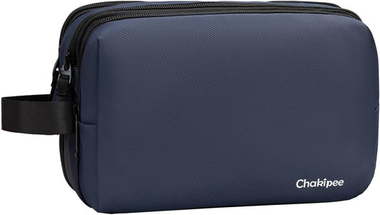 Chakipee Toiletry Bag for Men, Travel Toiletries Organizer Dopp Kit Waterproof Shaving Bag for Toiletry Accessories, Lightweight Cosmetic Bags with Zippers, Bathroom Essentials (Blue)