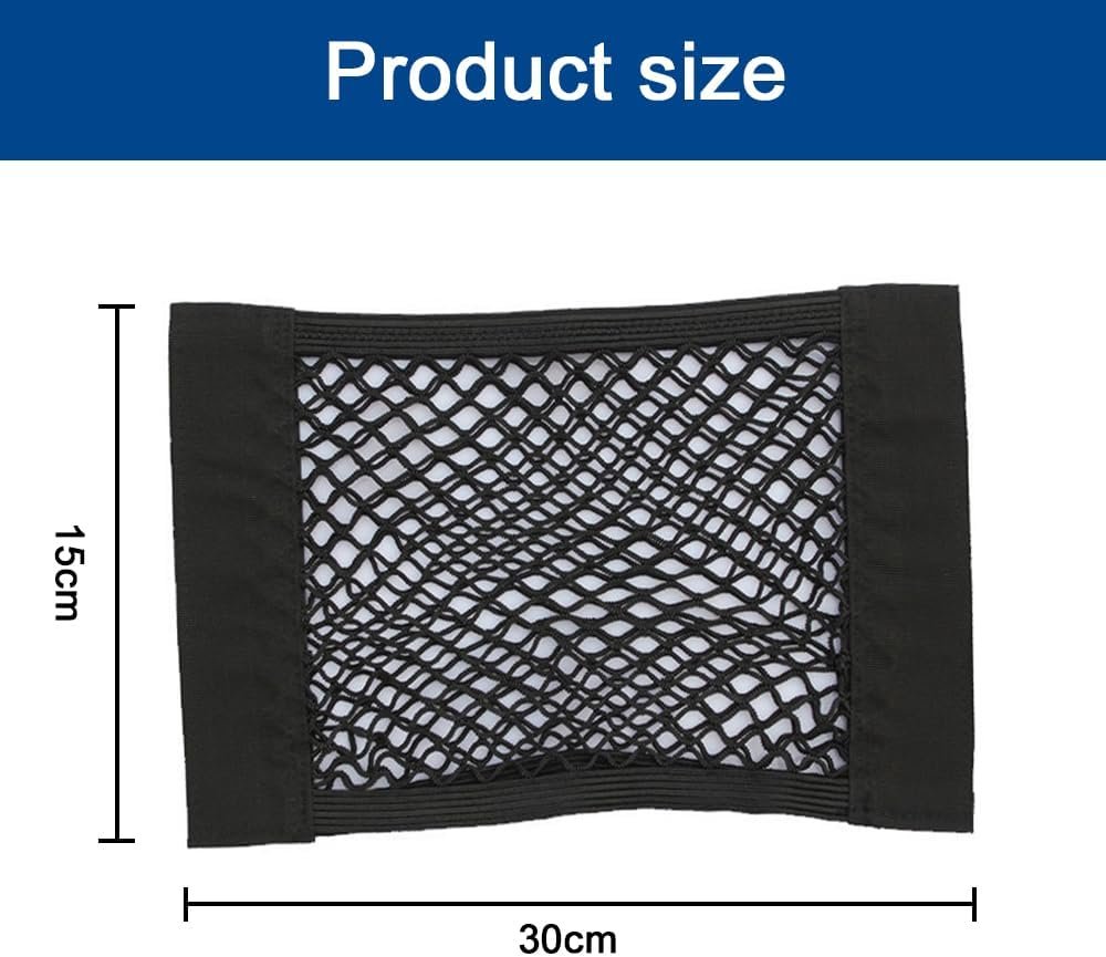 TOMVAES 4 Pack Car Trunk Net Mesh Auto Cargo Storage Organizer Small Elastic Netting Pocket Wall Sticker Add on Pouch Bag for SUV, Truck, RV,25x30cm