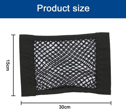 TOMVAES 4 Pack Car Trunk Net Mesh Auto Cargo Storage Organizer Small Elastic Netting Pocket Wall Sticker Add on Pouch Bag for SUV, Truck, RV,25x30cm