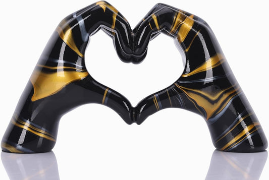 Gesture Statues and Sculptures, Black and Gold Home Decor, Love Statues for Coffee Table Living Room Bedroom Bookcase Office