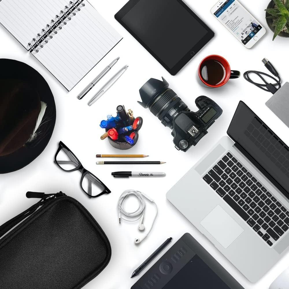 Electronics Organizer Bag Pouch Cable Charger Organizer Travel Shockproof Cord Carrying Case for Earphone Powerbank USB Hard Drive SD Card (Black)