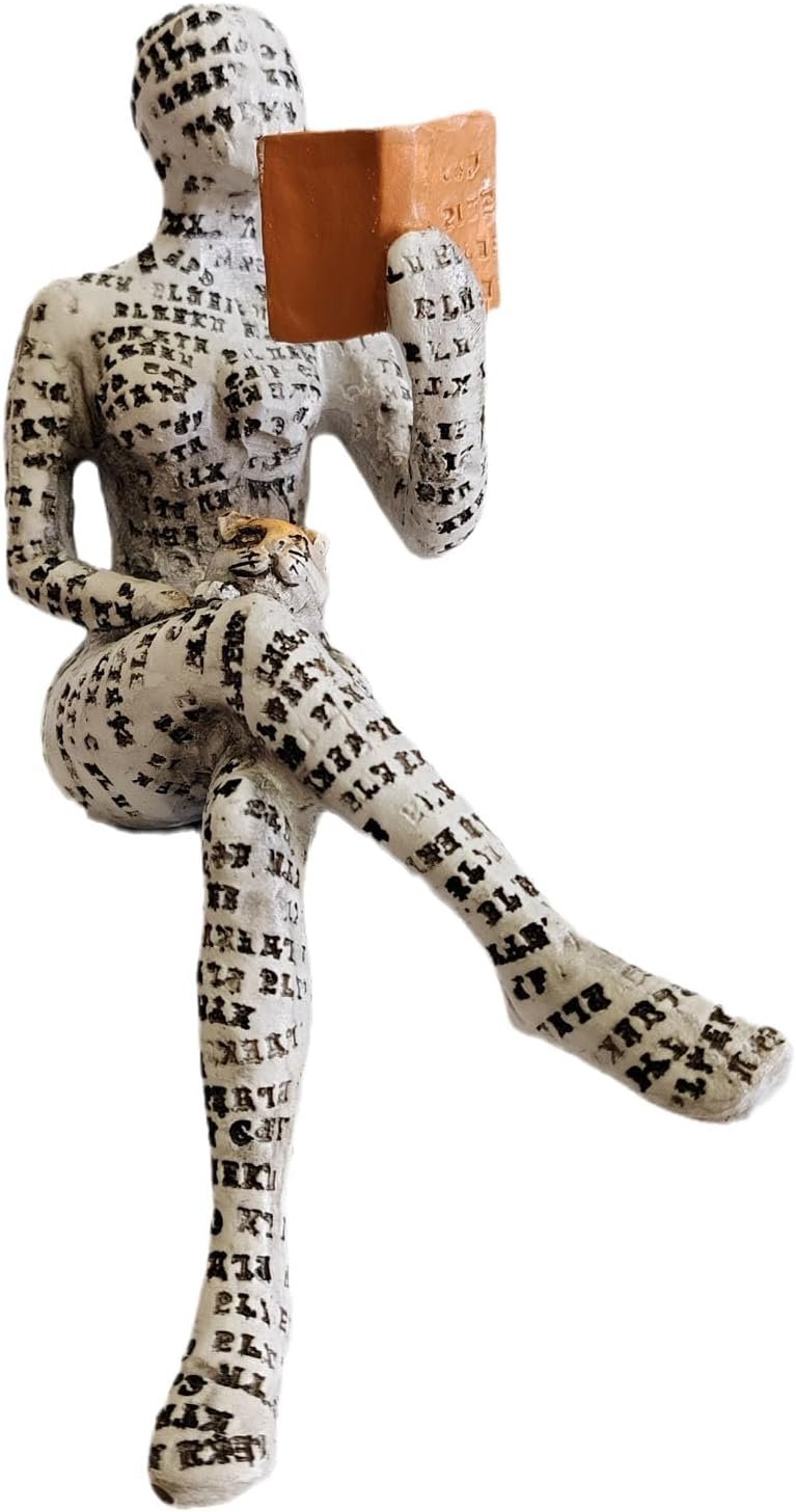 PIGPIGFLY Reading Figure, Decorative Statues, Decorative Figures, Decorative Figures, Home Living Room Decorative Figures, Modern Decorative Figures, Polyresin Sculpture, Gift Idea