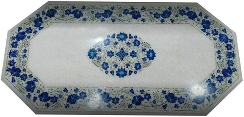 craftslook White Marble Dining Table Top Hakik Stone Inlay Marquetry Furniture Decor