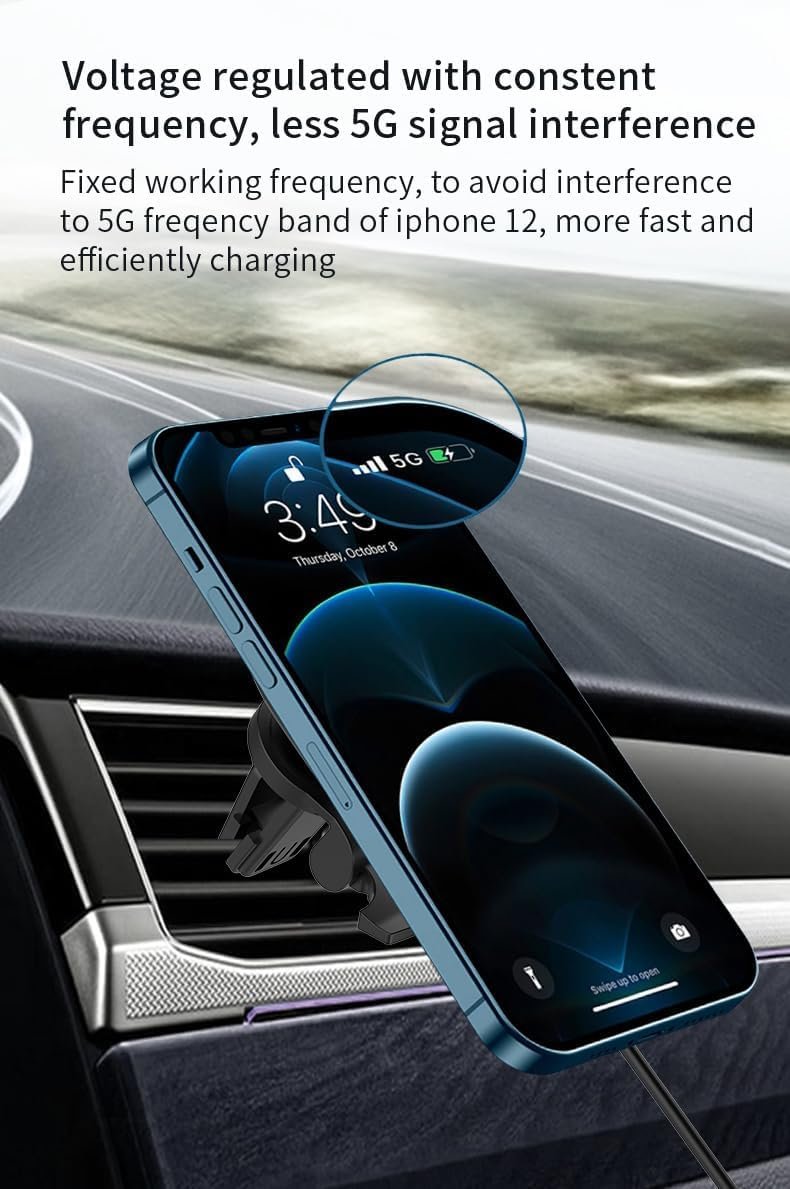 yuoscmc Car Charger Wireless, Magnetic Phone Holder with Wireless Charging, Universal Phone Mount Holder for Car Vent Wireless Charger iPhone 15/14/13, Samsung S24/S23/S22