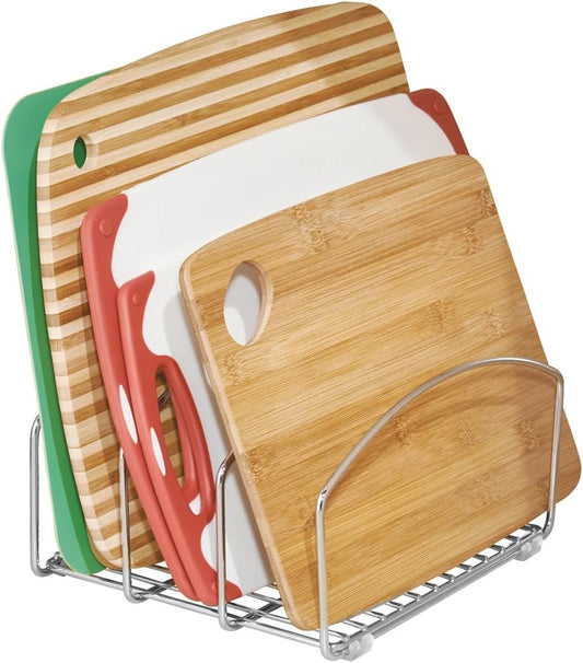 iDesign Classico Kitchen Cookware Organizer for Cutting Boards and Cookie/Baking Sheets - Chrome, 8.4" x 9.95" x 5.55"