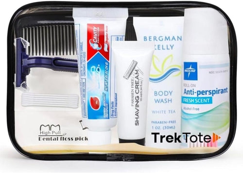 TrekTote 12 Piece Toiletry Convenience Kit - Personal Care Hygiene Essentials Bag With Unisex TSA-Approved Travel Size Kit for Men and Women