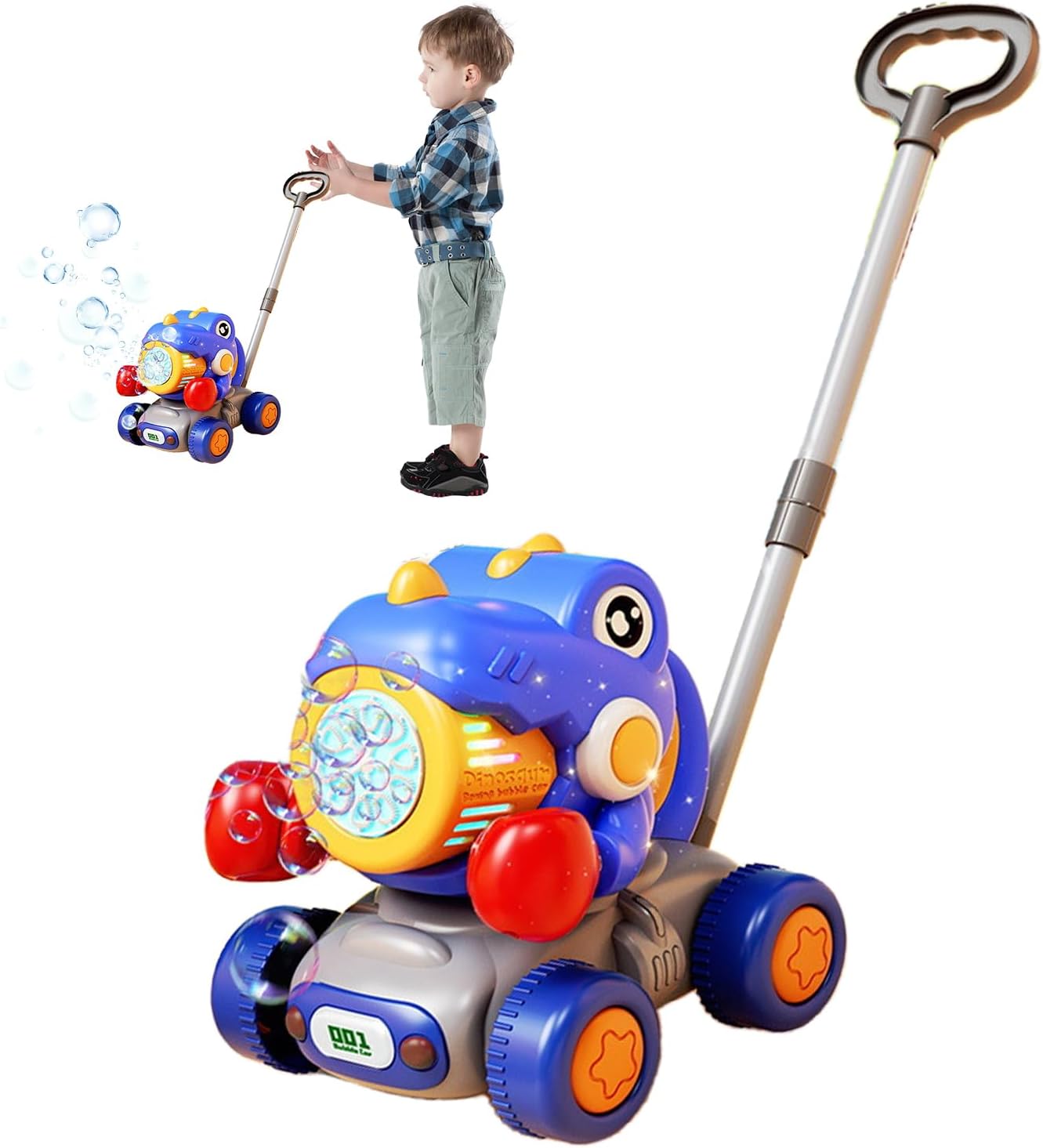 Dinosaur Bubble Lawn Mower, Leakproof Waterproof Bubble Machine, Portable Toy Boys Aged 3+, Convenient for Garden Play, Backyard Fun, and Beach Adventures