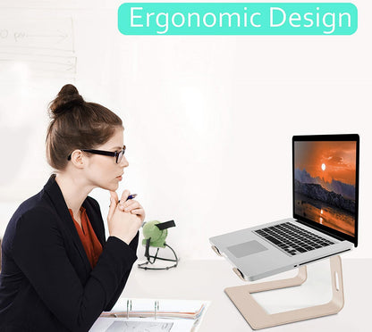 Orionstar Laptop Stand Portable Aluminum Laptop Riser Compatible with Mac MacBook Air Pro 10 to 15.6 Inch Notebook Computer, Detachable Ergonomic Elevator Holder, Champagne Gold