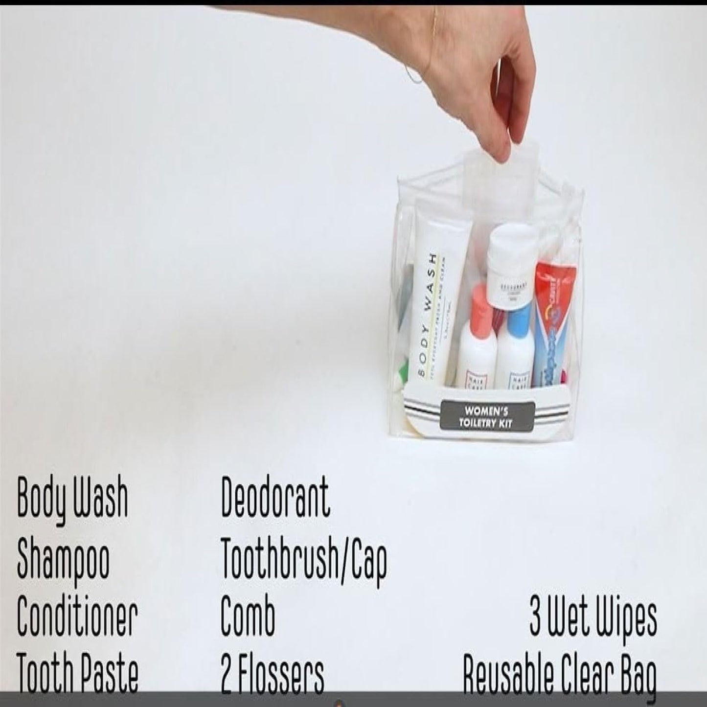 Womenâ€™s Travel Toiletry Bag with Supplies, 15 Piece Travel Size TSA Compliant Oral Care and Grooming Essentials Kit, 15 Piece Kit, Travel Kit
