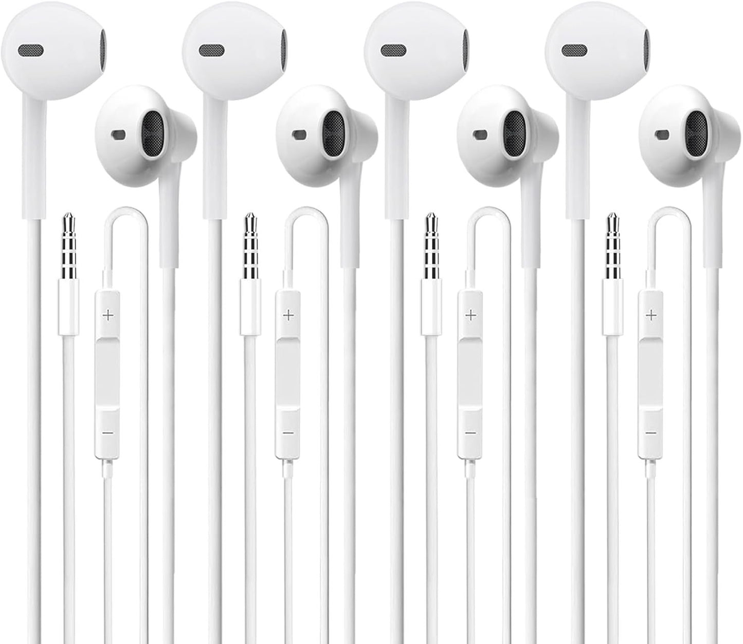 Wired Earbuds 4 Pack, Earbuds HiFi Stereo Wired Earphones Headphones with Microphone Volume Control Compatible with iPad, Laptop, MP3, Android Smartphones, Fits All 3.5mm Jack Device