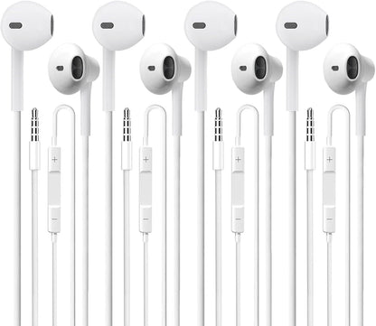 Wired Earbuds 4 Pack, Earbuds HiFi Stereo Wired Earphones Headphones with Microphone Volume Control Compatible with iPad, Laptop, MP3, Android Smartphones, Fits All 3.5mm Jack Device
