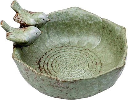 Bird Bath Ceramic Bowl Wild Finch Bird Feeder Water Baths for Garden Outside Yard Decor Bee Bird Accessories Green