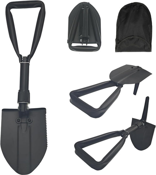 Folding Survival Shovel 18.9IN,50# high-carbon steel Entrenching Tool, Thickening Folding Camping Shovel For Firefighting /Portable For Garden Hunting Hiking Car Emergency Gifts For Men
