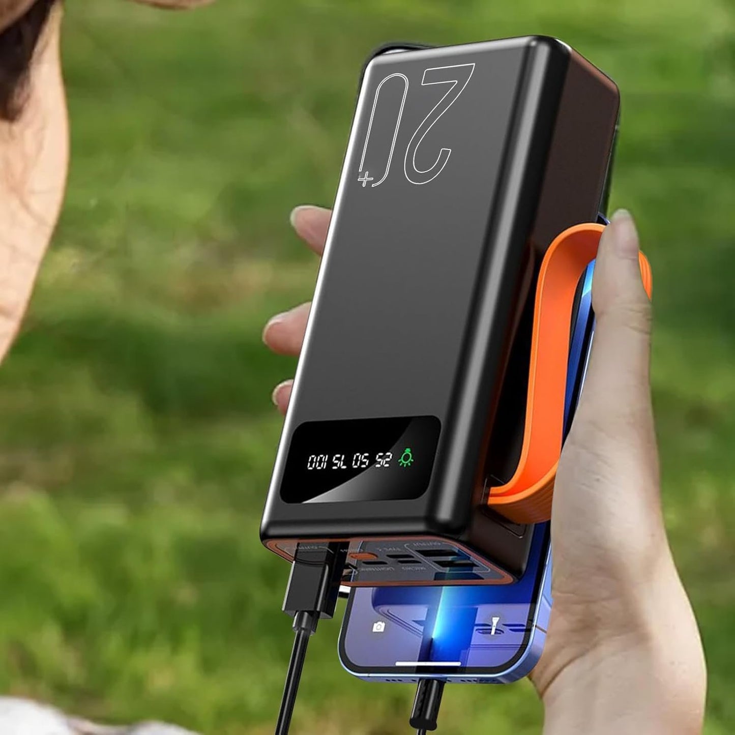 Solar Power Bank, Portable Cell Phone Charger, Long-Lasting External Battery Pack, 5.83x2.8x1.89 Inches, Compact Idealfor Charging Devices During Outdoor Camping and Hiking