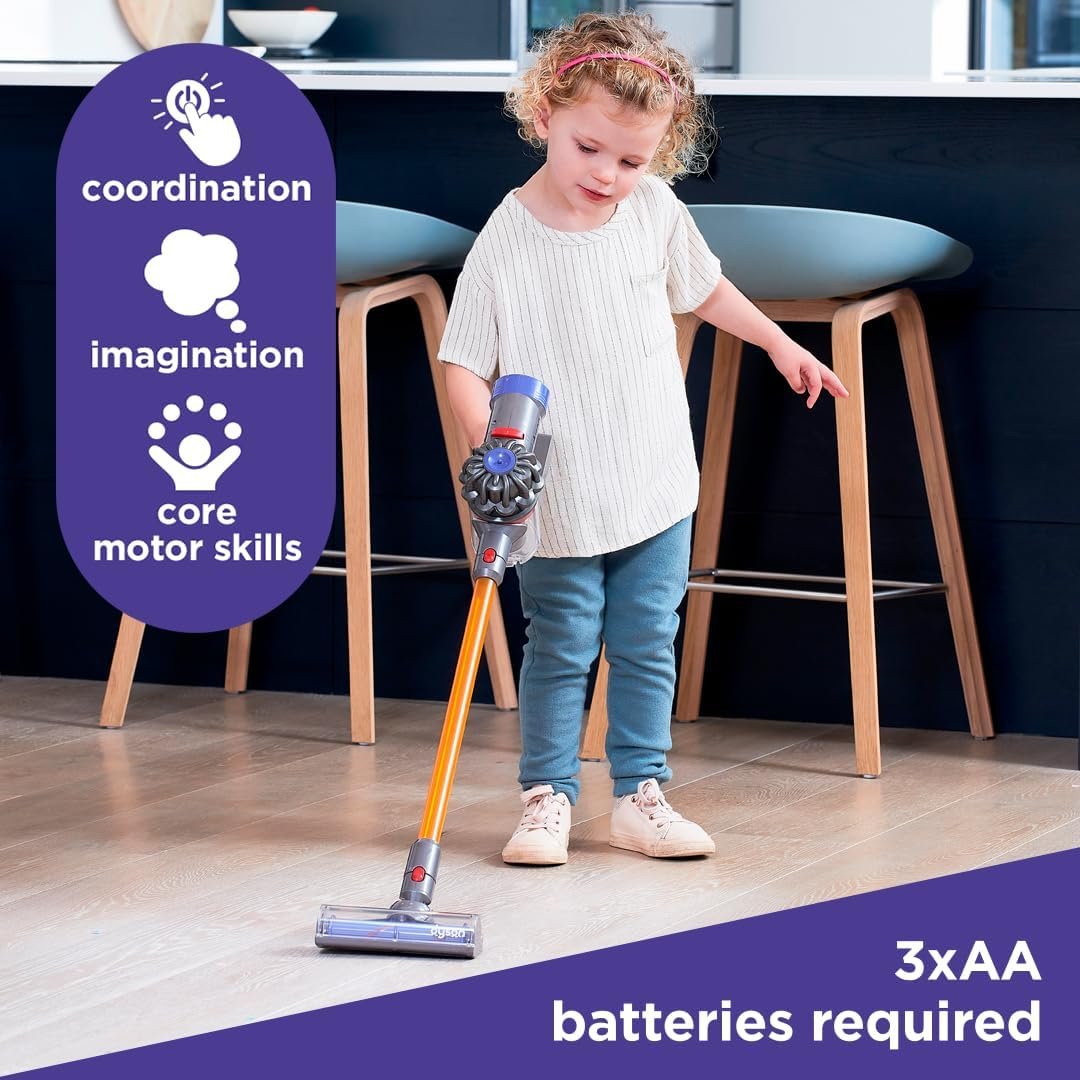 Casdon Dyson Cordless Vacuum Interactive & Officially Licensed Toy Dyson Vacuum for Children Aged 3+ Realistic Role-Play Fun, Purple