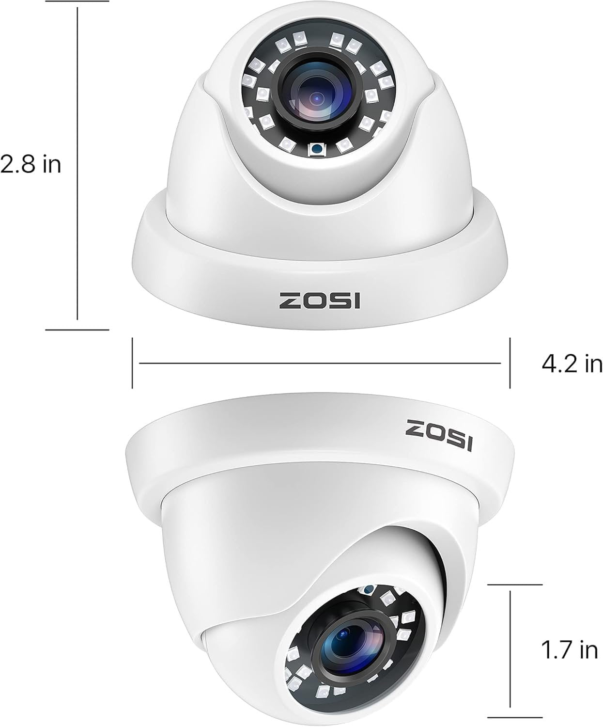 ZOSI 4 Pack 2MP Full HD TVI Outdoor Home Security Camera Set, 1920TVL IP66 Weatherproof CCTV 1080P Surveillance Camera for 4K/5MP/1080P TVI Analog DVR System, 80ft Night Vision