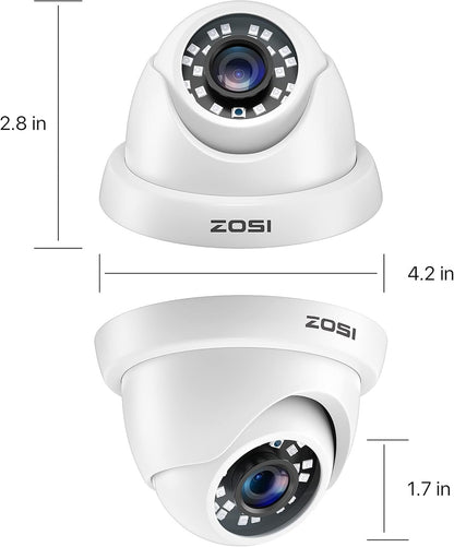 ZOSI 4 Pack 2MP Full HD TVI Outdoor Home Security Camera Set, 1920TVL IP66 Weatherproof CCTV 1080P Surveillance Camera for 4K/5MP/1080P TVI Analog DVR System, 80ft Night Vision