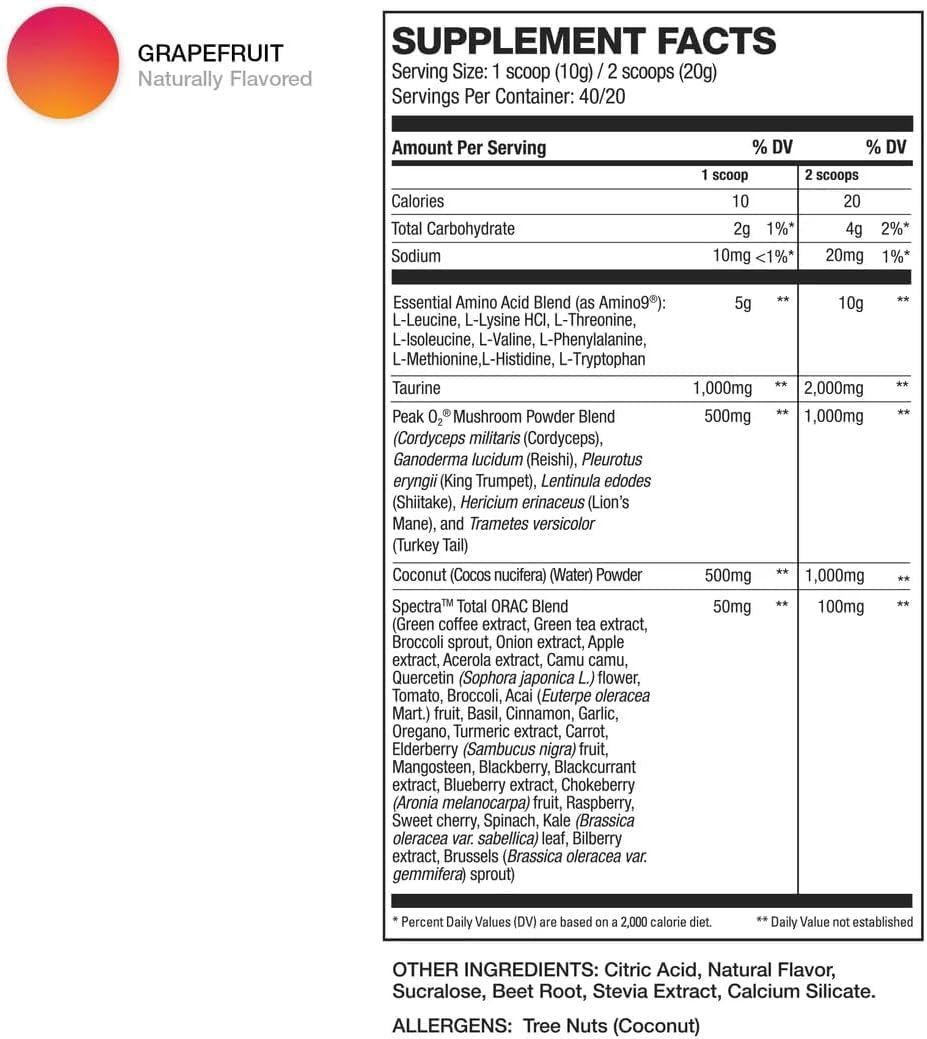 HD MUSCLE IntraHD Intra Workout EAA+ Powder | Increase Endurance, Enhance Muscle Recovery, Hydration Support | 10g EAAs, 2g Taurine, 1g Coconut Water Powder | 40 Servings (Grapefruit)