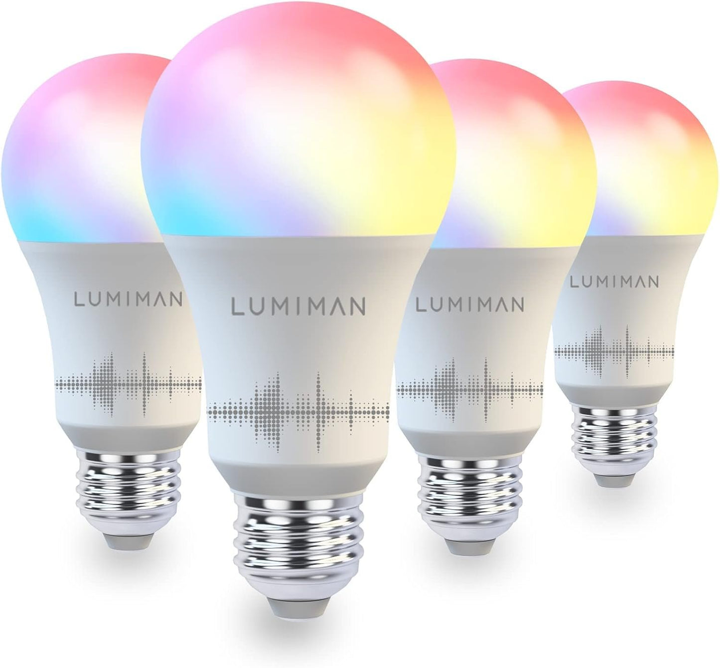 LUMIMAN Smart Light Bulb, Color Changing Smart Bulb Works with Alexa Google Home Smart Life App, RGB 16 Million Music Sync,2700K-6500K 800LM 60W Eqv., No Hub Required, 4 Pack