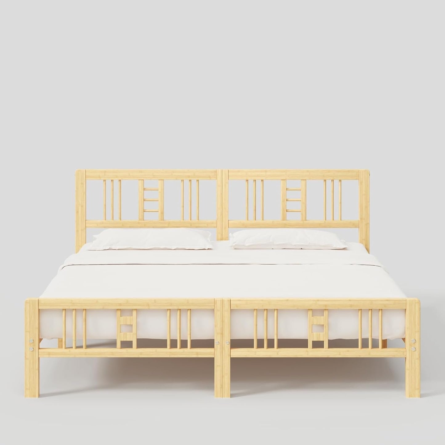 Goltriever 14 Inch High Bamboo King Bed Frame with Headboard and Footboard, Wood Bed Frame King Metal Slat Support Heavy Duty, No Box Spring Needed, Easy Assembly, Noise Free, Reinforced