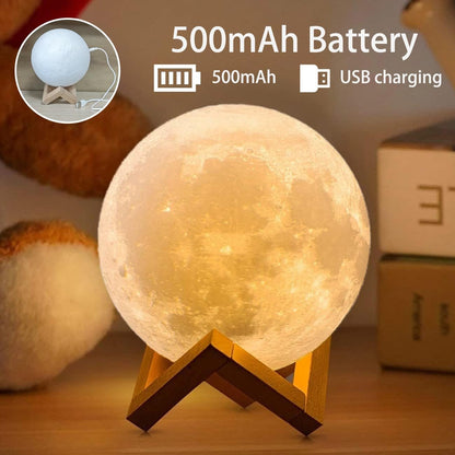 CPLA Moon Lamp Upgrade 128 Colors, 5.9inch/ 15cm 3D Night Light Wooden Stand & Remote/Touch Control and USB Rechargeable, Gifts for Women Girls Boys Girlfriend Birthday