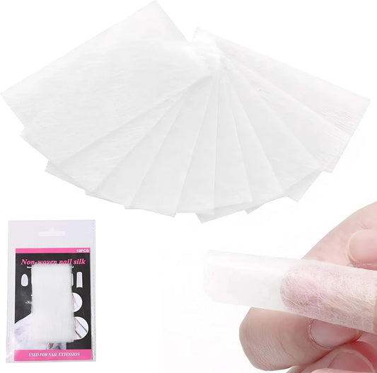 EZONEDEAL 10Pcs Nail Extension Silk Fiberglass Nail Wrap Stickers Non Woven Fiber Gel Nail Care Manicure Nail Art Tips Extended Tools for Women DIY Nail Art Extension Accessories