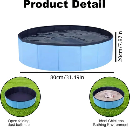 Chicken Dust Bath Tub, Foldable Manure Bathtub, PVC Non-Slip Reusable Pet Feeder, Easy to Clean, for Ducks, Poultry, Farm, Lawn, Backyard Use, 80x20cm/31.5x7.87 inches