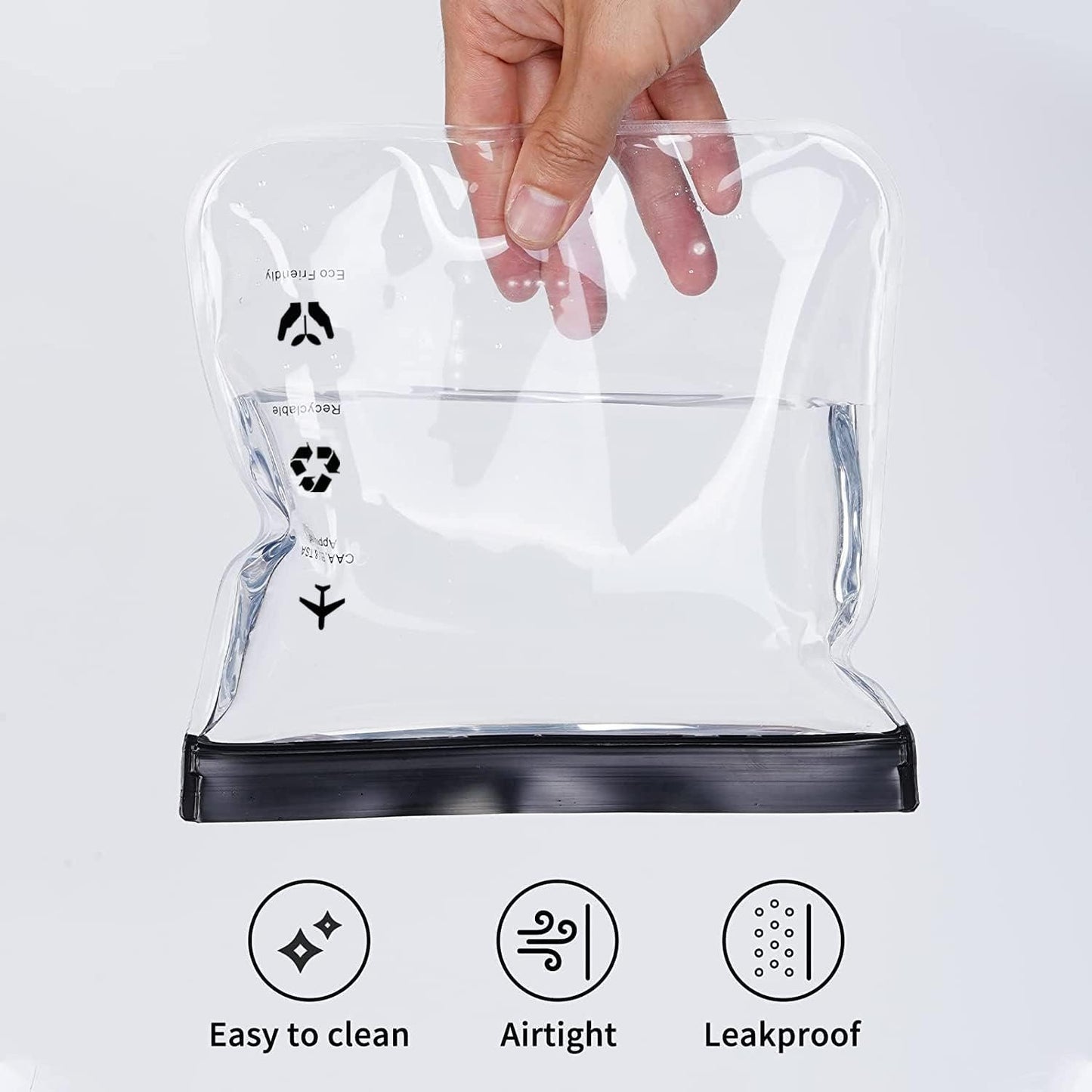 Clear TSA Approved Quart Size Carry-On Waterproof Toiletry Bag, 4 Pack, Airport Security 3-1-1 Compliant Transparent for Toiletries Cosmetics Travel (Black)