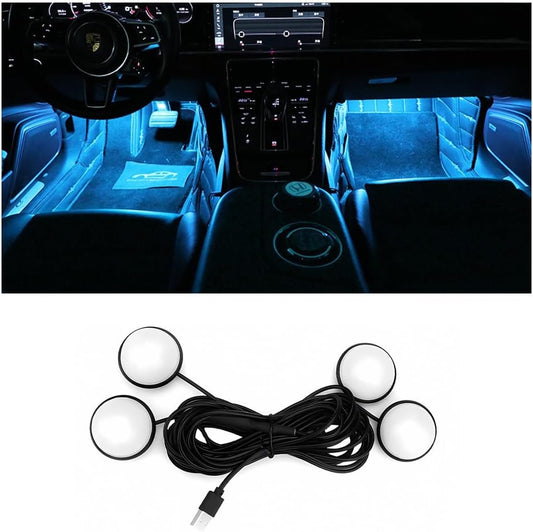 TSUGAMI Car Interior LED Lights, Universal Automotive Ambient Neon Light Kit with USB Port, Car Accessories, Gifts for Men and Women, 4 in 1 Decoration Lights for Car, Garden, Home, Party (Ice Blue)