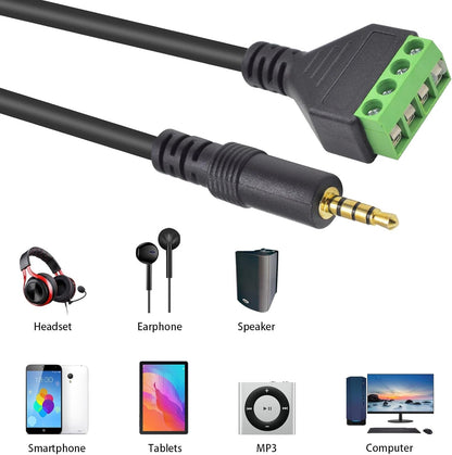 Poyiccot 3.5mm Speaker Wire Adapter, 3.5mm (1/8") 4 Pole Stereo TRRS Male Jack to AV 4 Screw Terminal Block Balun Connectors Cable 30cm (1/8inch/ 4pin)