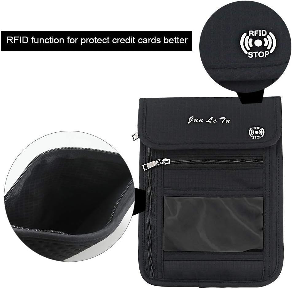 Number-One Neck Pouch Travel Wallet Passport Holder with RFID Blocking Waterproof Travel Security Bag for Your Money Credit Cards Cell Phones