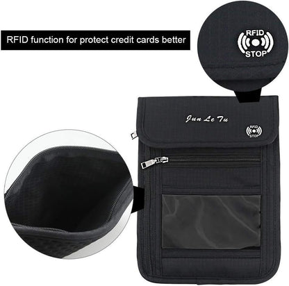 Number-One Neck Pouch Travel Wallet Passport Holder with RFID Blocking Waterproof Travel Security Bag for Your Money Credit Cards Cell Phones