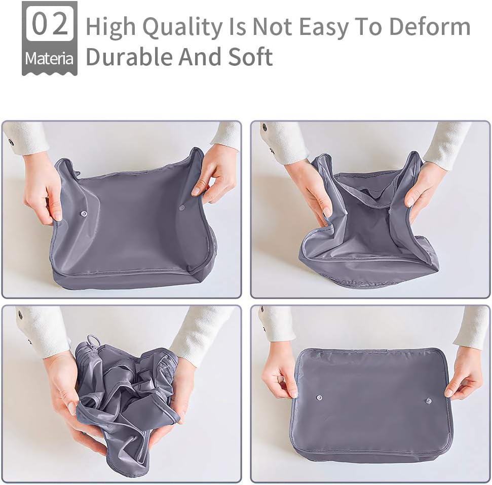 AMAYGA Organizer Suitcase Set of 8, Travel Organizers Cubes Packaging Laundry Bag Compression Bags for Clothes, Cosmetics, Shoes, Underwear (Grey), grey
