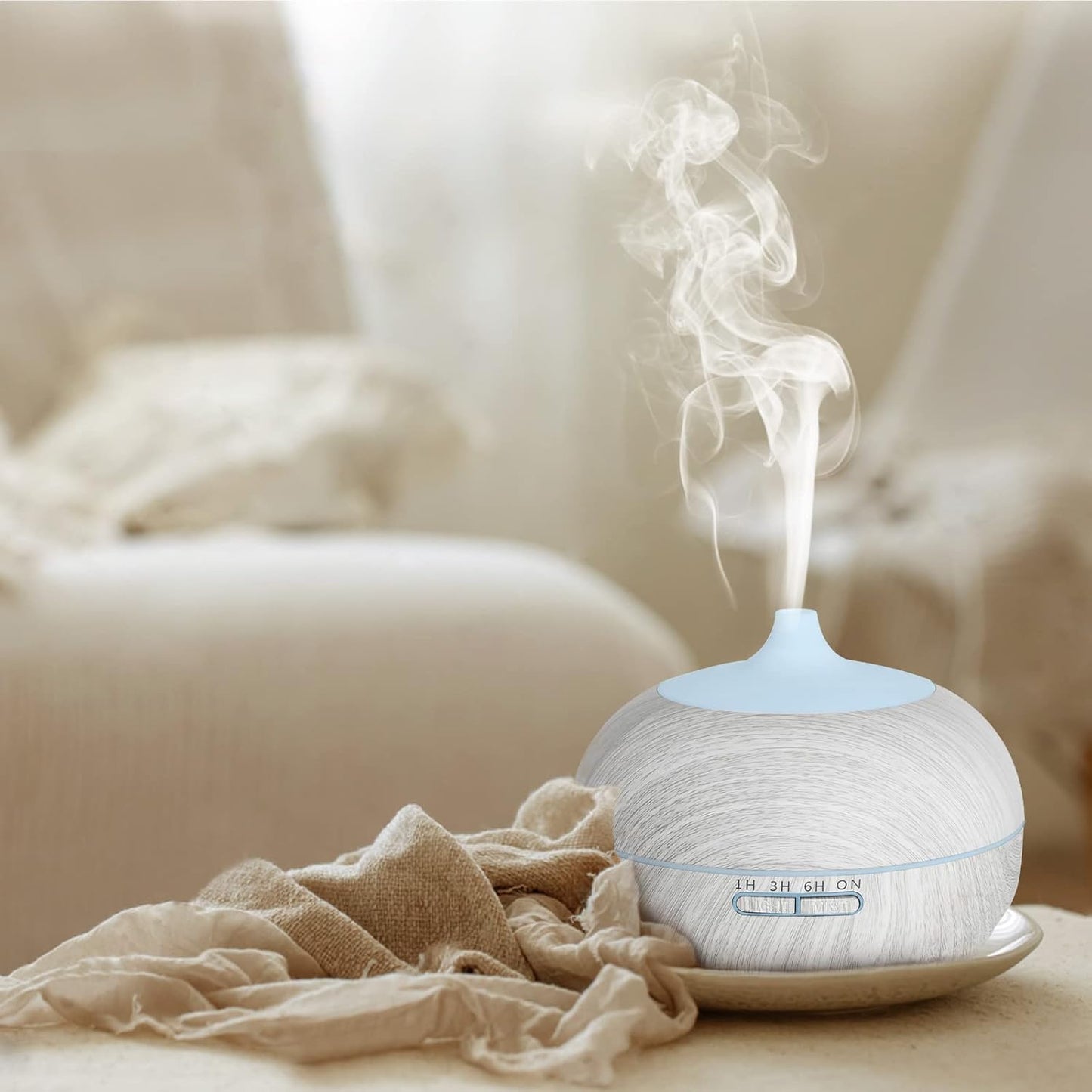 Hianjoo Essential Oil Diffuser 500ml, Electric Aroma Diffuser Humidifier Ultrasonic Aromatherapy for Bedroom Spa Yoga with 14 LED Lights - Great Choice Gifts for Families Lovers Friends (White)